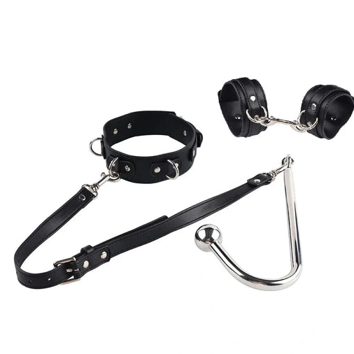 Anal Hooks Elegant Anal Hook Beaded Cuffs and Collar with 5334 0116